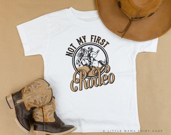 Not My First Rodeo - Distressed Design - Child Shirt | Kids Graphic Tee | Kids Rodeo Tee | Kids Cowboy Tee | Kids Cowgirl Tee | Western Tee