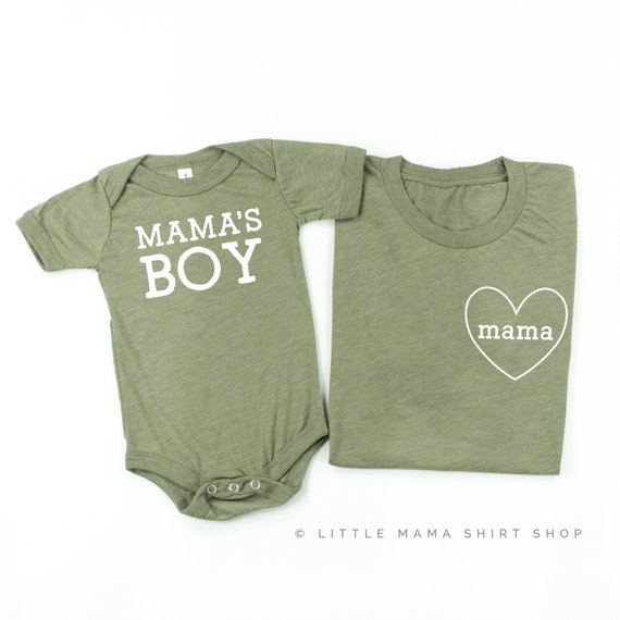 Mamaheart Mama s Boy Set of 2 OLIVE Mom of Boys Shirts Mother s