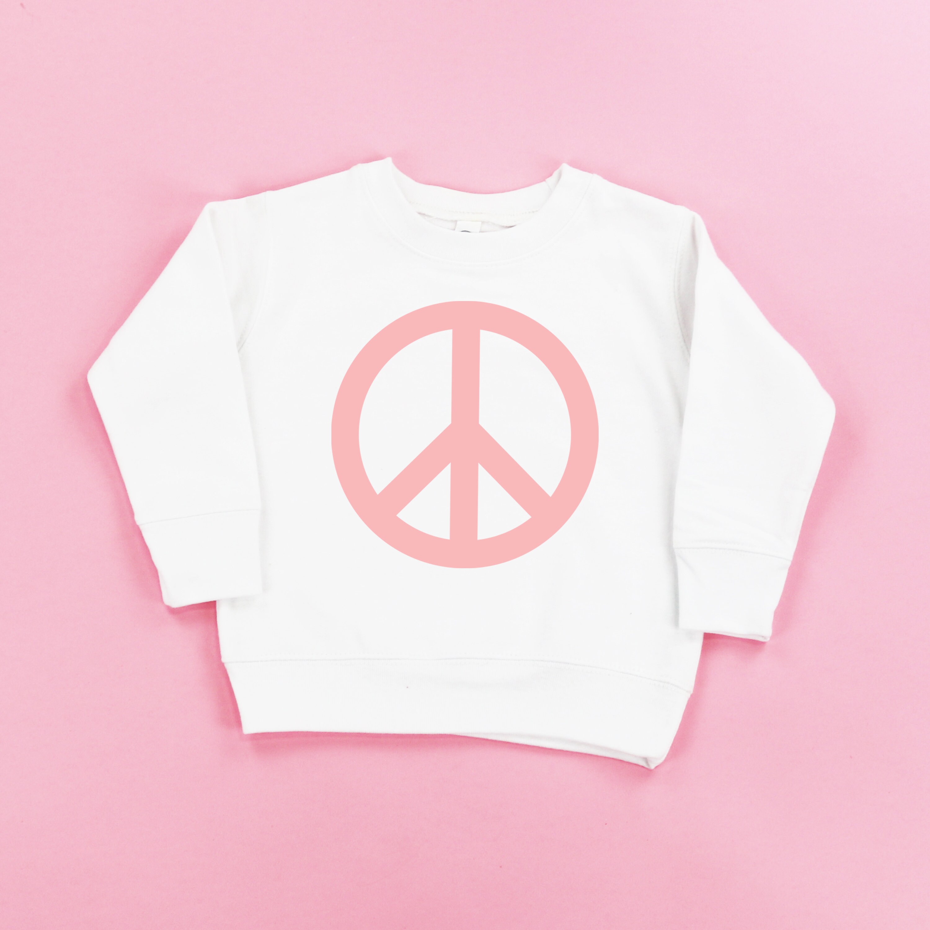 Pink Peace Sign large on Front Child Sweater Groovy Kid - Etsy