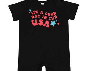 It's a Good Day in the USA - Short Sleeve / Shorts - One Piece Baby Romper | Infant Outfit | Patriotic Baby Outfit | Let Freedom Ring | USA
