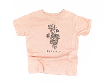 October Birth Flower - Marigold - Child Shirt | Kid Graphic Tees | Birth Flower Shirts | Birth Announcement | Birth Flower Tees