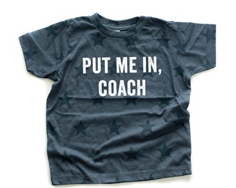 Put Me In, Coach - Short Sleeve Child STAR Shirt | Kids Graphic Tee | Baseball Graphic Tee | Sports Graphic Tee | Kids Sports Shirt |