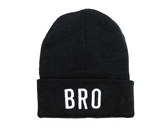 Beanie - BRO - Black | Boys Beanie | Christmas Gift | Little Boy Beanie | Beanies For Boys | Brother Beanies | Winter Beanie for Boys |