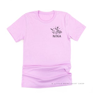 NINA - Bouquet - Pocket Size - Unisex Tee | Nina Graphic Tee | Shirt for Nina | Mother&#39;s Day Gift | Grandma Graphic Tee | Floral Shirt