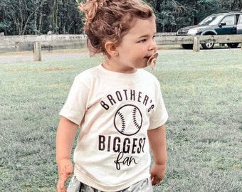 Brother's Biggest Fan - Baseball - Short Sleeve Child Shirt |  Kids Baseball Shirts | Ballpark Shirts | Baseball Graphic Tee | Sports Shirts