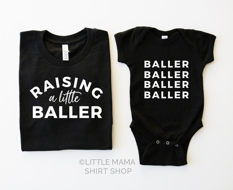 Boy Mommy And Me Shirts Raising A Little Baller Set Of 2 Etsy