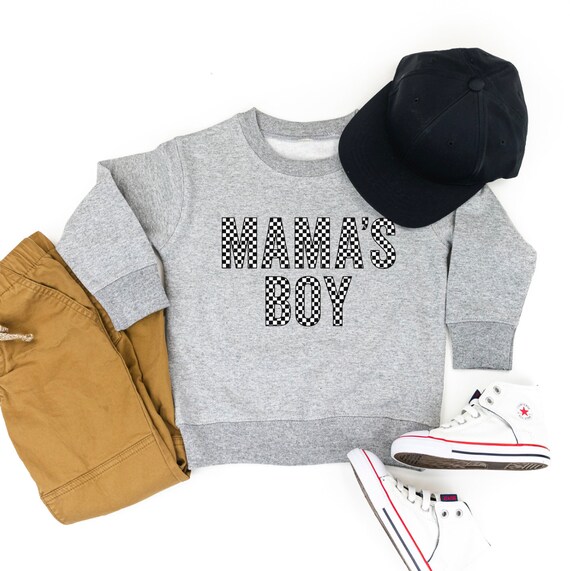 Block Font Checkers Mama s Boy Su ter infantil Groovy Kid