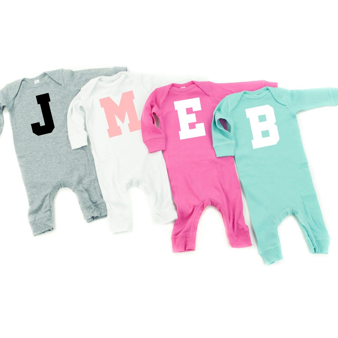Varsity Initials - Baby Sleeper | Baby Romper | Infant Outfit | Baby ...