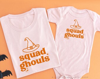 Squad Ghouls - Set of 2 BLUSH w/ ORANGE Shirts | Halloween Tees | Mommy and Me Halloween Shirts | Matching Halloween Shirt | Halloween