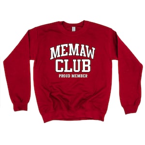 Varsity-stijl - MEMAW Club - Proud Member - BASIC FLEECE-ronde hals | T-shirt Memaw | Moederdagcadeau | Cadeau voor Memaw | Love My Crew |