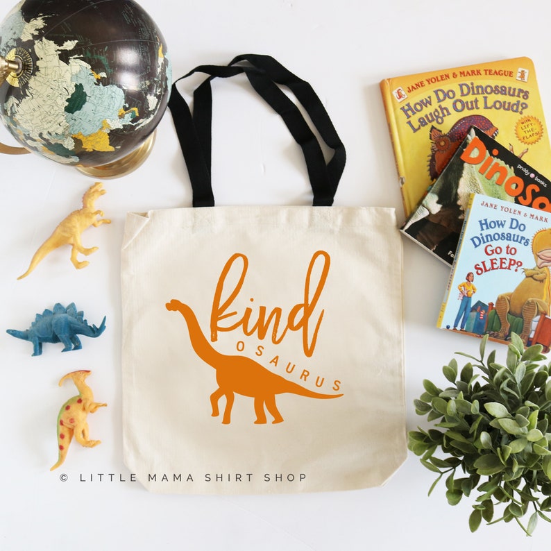 Dinosaur Tote \u00a9 Boys Book Bag Dinosaur Gift Kids/' Library Bag Library Bag Kindness Little Boy Gift Canvas Tote Bag for Kids