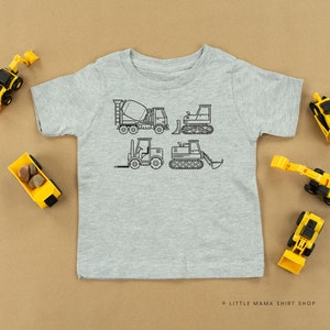 4 Construction Trucks | Construction Shirt | Little Boy Shirt | Boy Shirt | Toddler Boy Shirt | Boy Graphic Tees | Tractor Tee |
