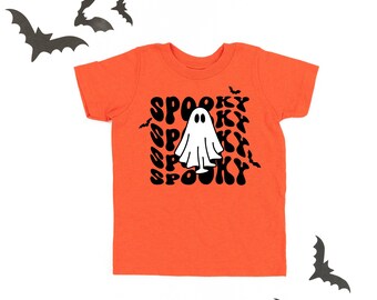 Spooky Ghost - Chemise enfant à manches courtes | Chemises d’Halloween pour enfants | Tenue d’Halloween pour enfants | T-shirt Halloween | Chemises d'Halloween pour enfants |