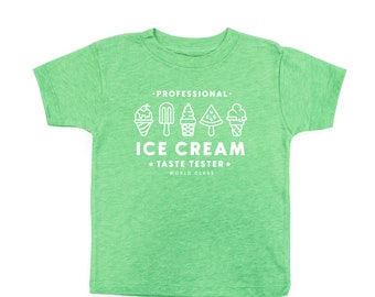 Probador de sabor de helado profesional - Cono único en la espalda - Camisa de niño de manga corta / Camisa de niño pequeño / Camisa de helado / Camiseta de helado para niños /