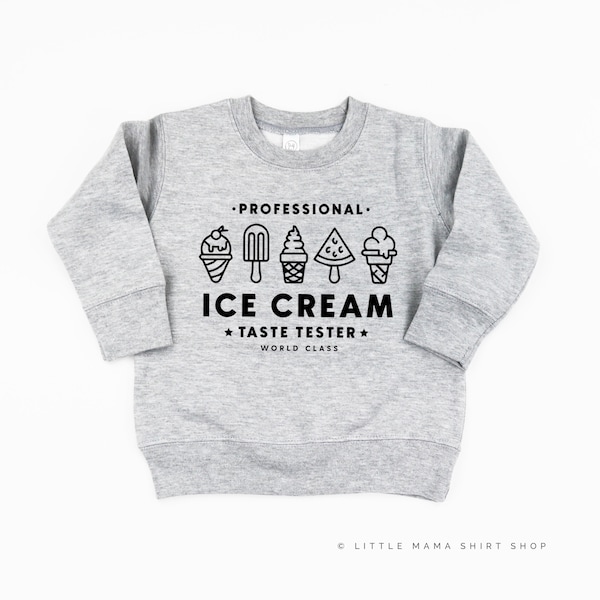Professional Ice Cream Taste Tester - Single Cone on Back - Child Sweater | Child Sweatshirt | Youth Sweater | Kid Sweater | Toddler Shirt |