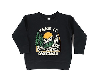 Take It Outside - BLACK Child Sweater | Sweater for Kids | Kid Graphic Shirt | Kids Outdoor Sweatshirt | Kids Gift Idea | Campfire Crew