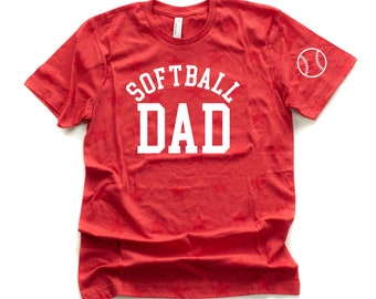 Softboll pappa - Basebolldetalj på ärmen - Unisex STAR-t-shirt | Herr softbolltröja | Softbolltröja med grafisk softboll | Softboll pappa | Homerun-tröja