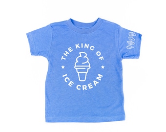 The King of Ice Cream - Full Size - Ice Cream Sleeve Detail - Short Sleeve Child Shirt | Toddler Shirt | Ice Cream Shirts | Kid Ice Cream