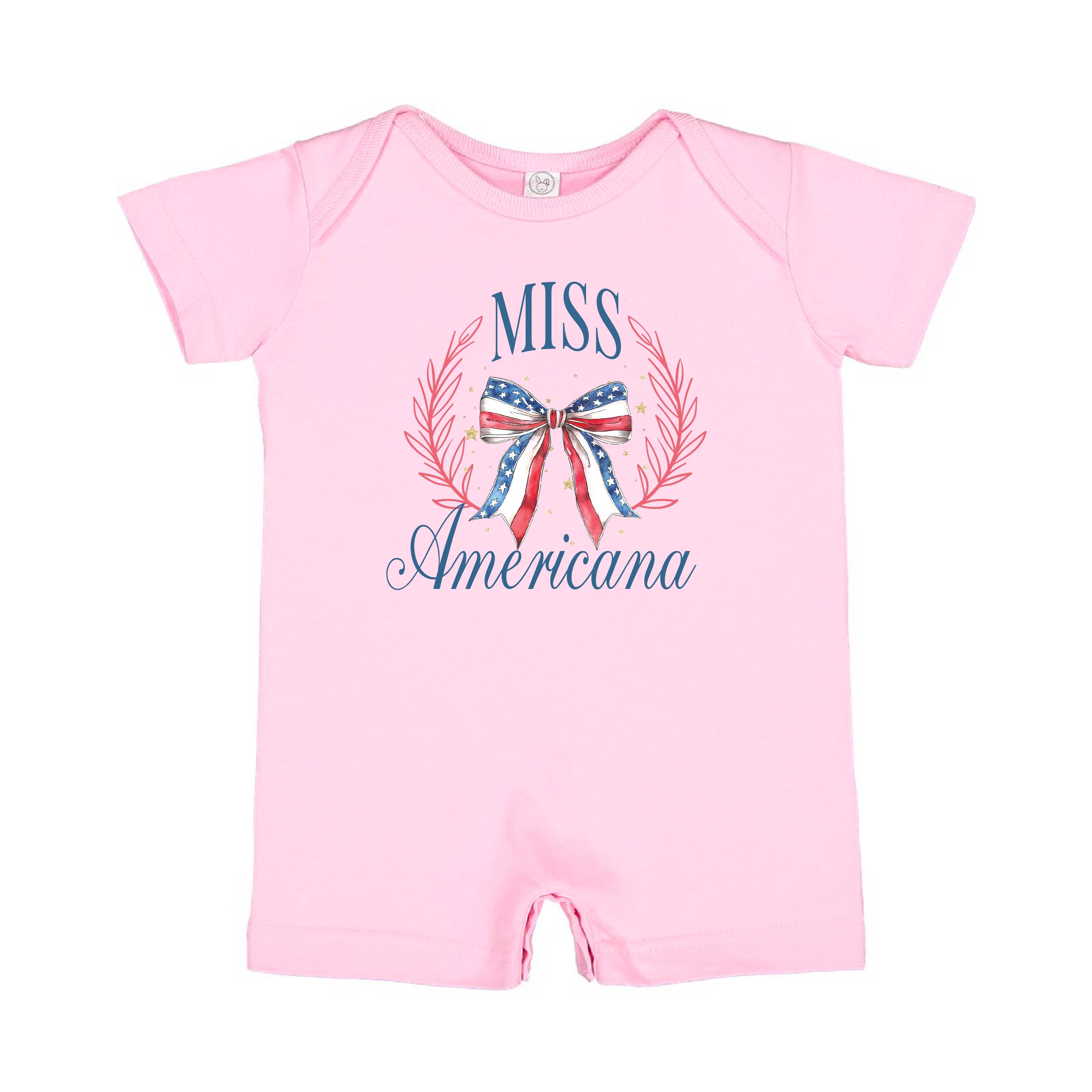 Miss Americana - Shorts Romper | All American Kid | Patriotic Baby Outfit | Baby Girl Gift Idea | USA Accessories | Baby Girl Romper |