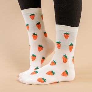 LMSS® Crew Socks - STRAWBERRY | Socks for Women | Mama Socks | Socks for Mama | Socks for Mom | Women&#39;s Socks | Women&#39;s Spring Socks