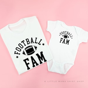 Football Fam - Set van 2 Shirts - WIT w / ZWART | Vader en Zoon Shirts | Vaderdagcadeau | Bijpassende Football Tees | Familie Voetbal Tees
