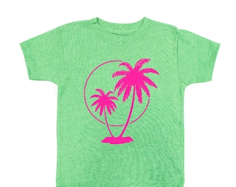 2 Palm Trees with Sun - Short Sleeve Child Shirt | Summer Shirts | Kid Vacation Tees | Vacation Shirts for Kids | Beach Shirts | Summer Time