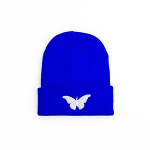Gorro de mariposa azul rey para niña, regalo de Navidad, gorro para niña pequeña, gorros para niña, gorros bonitos