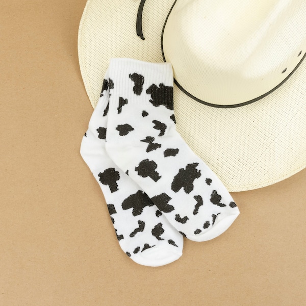 LMSS® COW PRINT Crew Socks | Socks for Women | Mama Socks | Socks for Mama | Socks for Mom | Women's Socks | Cow Print Socks | Cowboy Socks