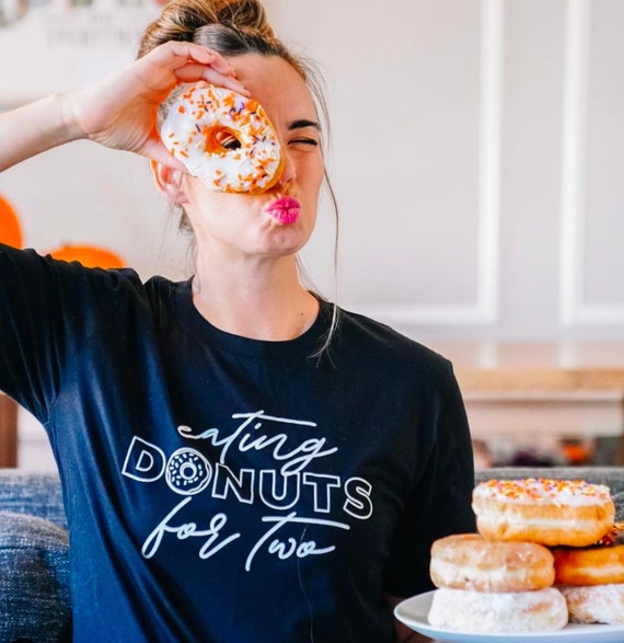 Eating Donuts For Two Funny Pregnancy T-Shirt Eating Donuts For Two Funny Pregnancy T-Shirt