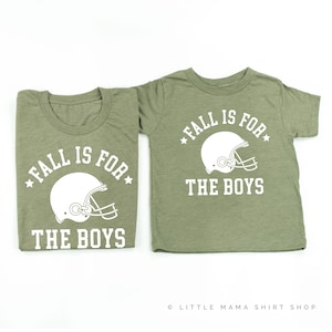 Fall is for the Boys - Set of 2 Shirts - OLIVE w/ WHITE | Matching Football Tees | Family Football Tees | Mommy and Me Shirts | Graphic Tee