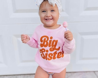 Big Sister (Retro) © - Child Sweater | Little Girl Sweater | Sister Shirt | Kid Sweater | Sister Shirts | Toddler Sweatshirt | Girl Gift