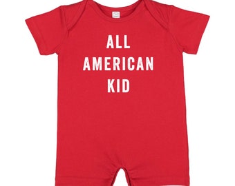 All American Kid - Short Sleeve / Shorts - One Piece Baby Romper | Infant Outfit | Gift for Baby | Patriotic Baby Outfit | Let Freedom Ring