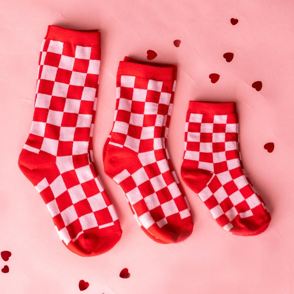 LMSS Crew Socks - Check Me Out - Kleinkind-, Jugend-, Erwachsenengrößen | Socken für Erwachsene | Socken für Kleinkinder | Socken für Jugendliche | Valentinstag Socken