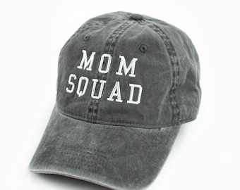 Mom Squad - Charcoal w/ White - Baseball Cap | Hats for Moms | Women's Baseball Cap | Mother's Day | Mom of Both | Moms Supporting Moms