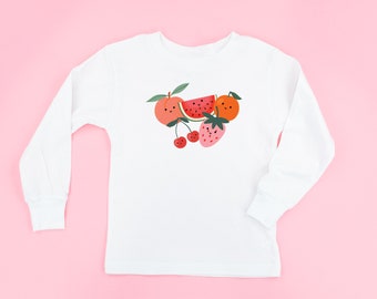Group of Smiley Fruit - Long Sleeve Child Shirt | Kids Spring Sweater | Kids Graphic Tee | Kids Fruit Shirt | Spring Graphic Tee | Fruit Tee