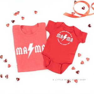 Mama - Band Tee / My Heart Belongs to My Mama - Set of 2 RED w/ WHITE Shirts | Mommy and Me Shirt | Mommy and Me Valentine Tees |