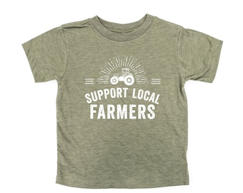 Support Local Farmers - Distressed Design - Child Shirt | Kids Graphic Tee | Kids Farming Tee | Kids Tractor Tee | Farm Life Shirt |