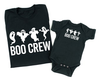 Boo Crew - Set of 2 BLACK w/ WHITE Shirts | Halloween Shirts | Mommy and Me Halloween Shirts | Matching Halloween Shirt | Halloween Outfit