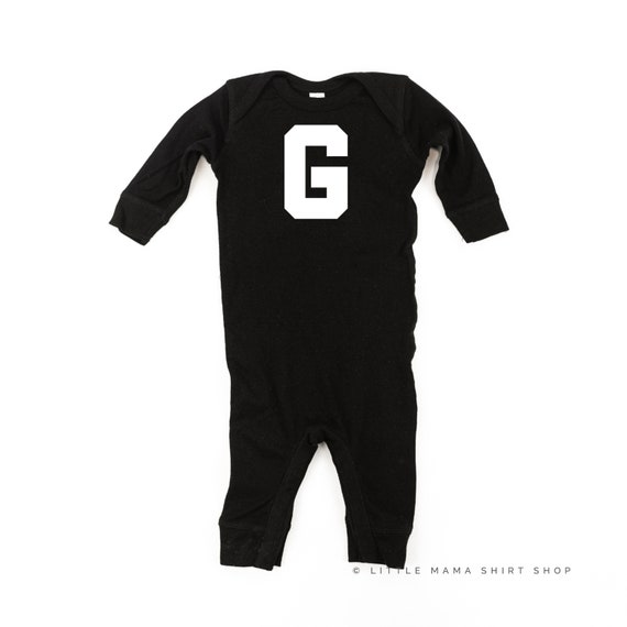 VARSITY INITIALS One Piece Baby Sleeper BLACK W White Baby Romper Baby Sleepers Infant Sleeper Kids Graphic Tee Baby Outfit Etsy UK