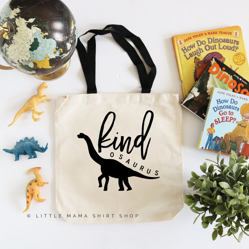 Dinosaur Tote \u00a9 Boys Book Bag Dinosaur Gift Kids/' Library Bag Library Bag Kindness Little Boy Gift Canvas Tote Bag for Kids