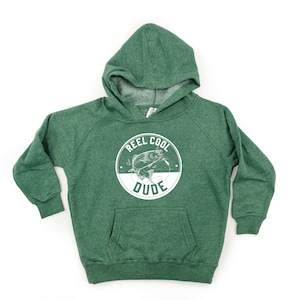 Reel Cool Dude - Child HOODIE | Hoodies for Little Boys | Dad&#39;s Fishing Buddy | Kids Graphic Tee | Kids Fishing Hoodie | Fishing Graphic Tee