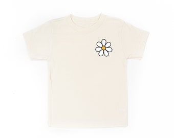 Pocket Daisy on Front w/ Have a Great Daysy on Back - Short Sleeve Child Shirt | Girls Spring Shirt | Kids Graphic Tee | Retro Flower Tee