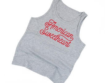 American Sweetheart - SCRIPT - CHILD JERSEY Tank | America Proud | Let Freedom Ring | Kids Summer Tank | Kids Patriotic Tee | Fourth of July