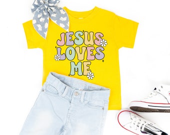 Jesus Loves Me - GIRL Version - Short Sleeve Child Shirt | Easter Outfit | Kid Spring Shirt | Love My Peeps | Easter Graphic Tee |