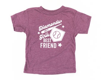 Diamonds are a Girls Best Friend - Short Sleeve Child Shirt | Kids Graphic Tee | Baseball Graphic Tee | Sports Graphic Tee | Baseball Tee