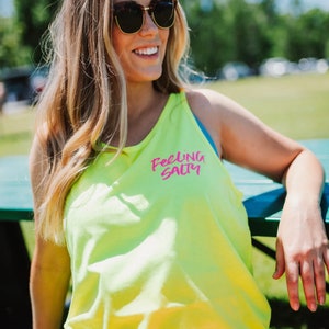 Feeling Salty Pocket Front / Ocean Sunset Back - Unisex JERSEY Tank | Vacation Tanks | Beach Tanks | Summer Tanks | Vacay Vibe | Summer Time