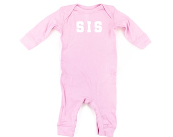SIS - Varsity - Baby Sleeper | Baby Romper | Baby Girl Outfit | Baby Graphic Tees | Infant Romper | Baby Shower Gift | Sibling Shirts |