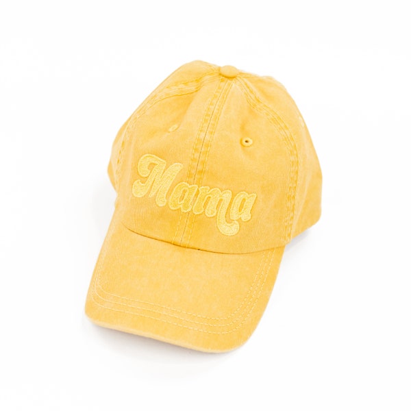 Retro Mama - Mustard w/ Yellow Thread - Baseball Cap | Hats for Moms | Gift for Mom | Mom Gift | Hats for Adults | Retro Mama Hats