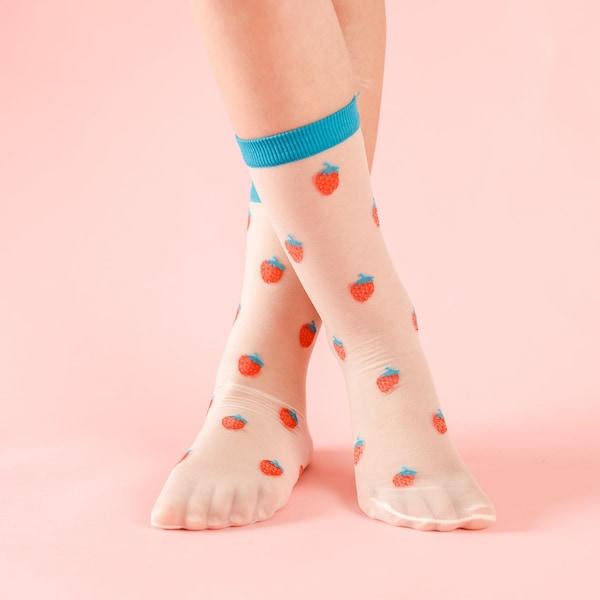 LMSS® SHEER Socks - Toddler/Youth - STRAWBERRIES | Youth Socks | Toddler Socks | Kids Spring Socks | Kids Socks | Kids Accessories