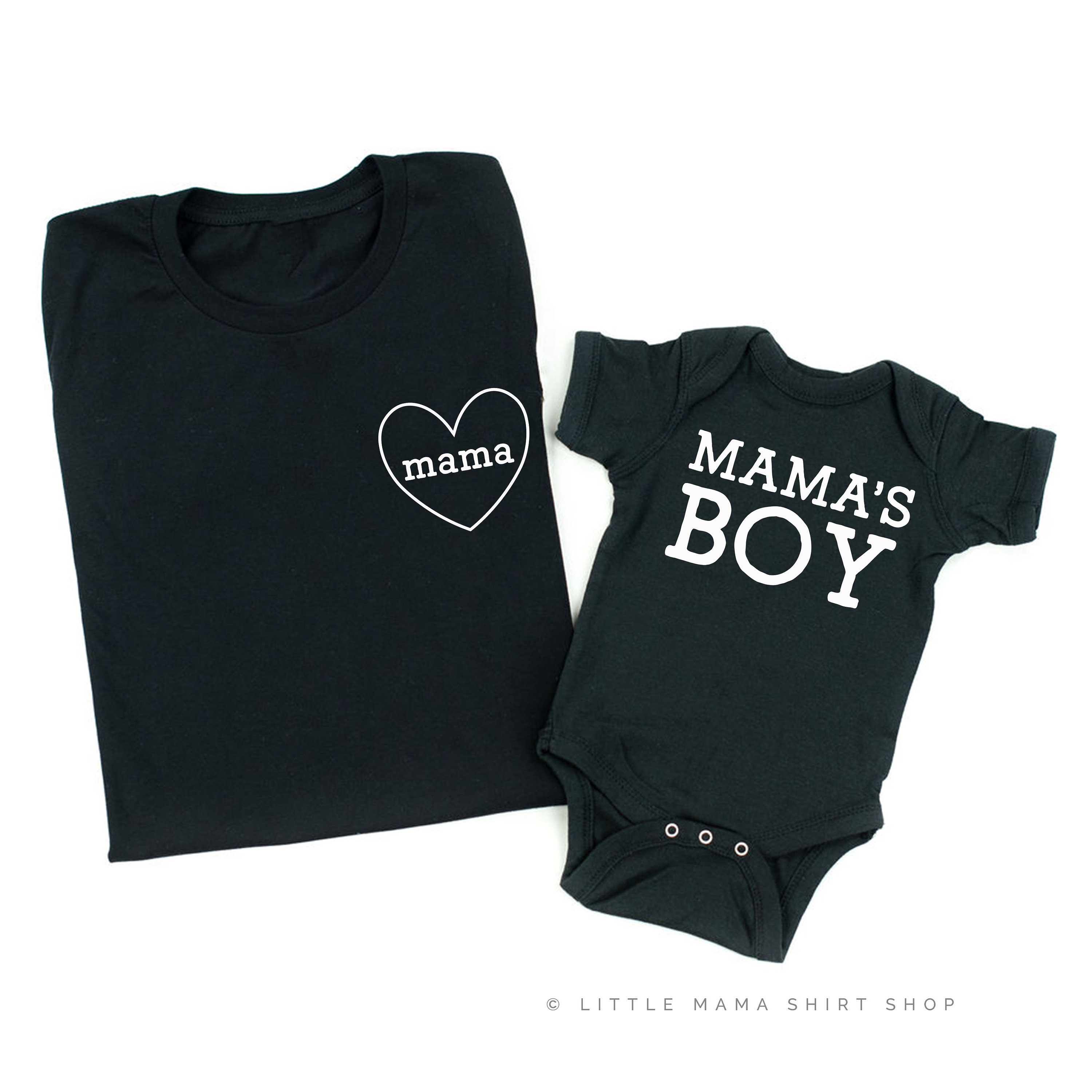Mama Mama's Boy Set of 2 BLACK Shirts Mom and Son Etsy